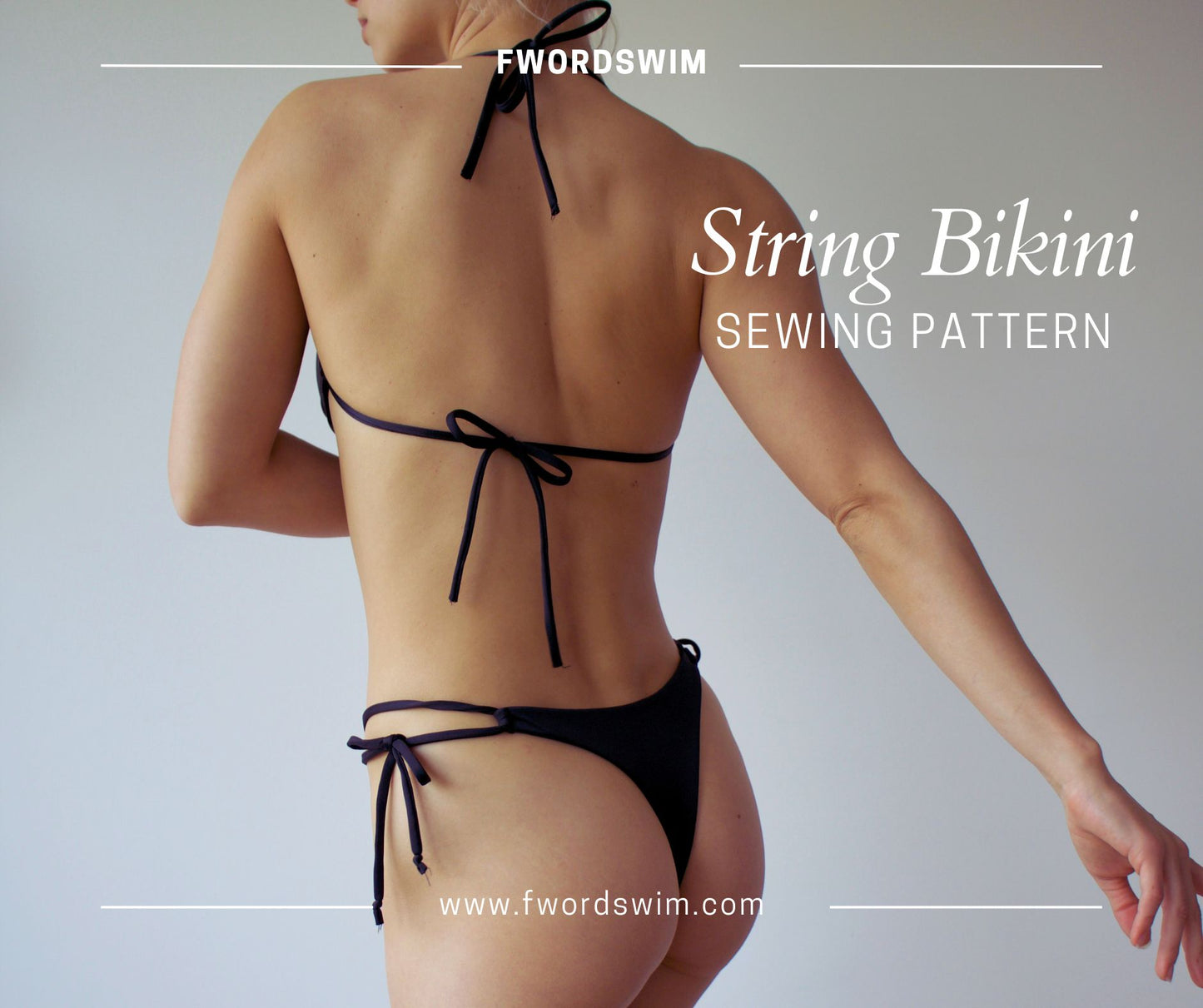 FWS02031 – Open Back Tube Top & Thong Bikini Sewing Pattern | PDF Download (A0, A4, US Letter)