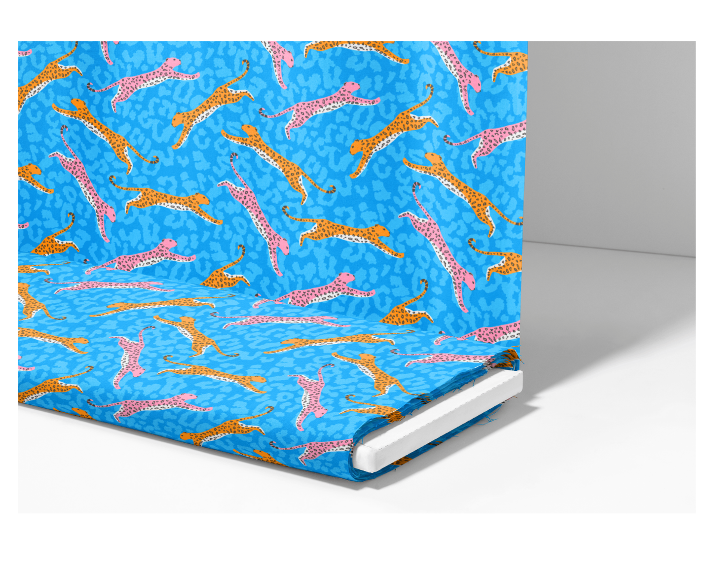 Leaping Leopards on Blue | Eco-Friendly Recycled Swimwear Fabric
