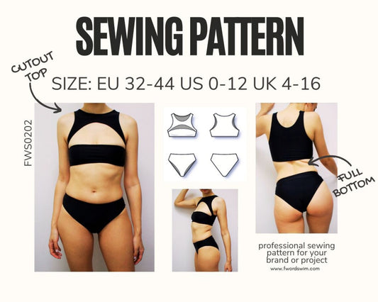 PDF Sewing Pattern Cutout Bikini Set FWS0202