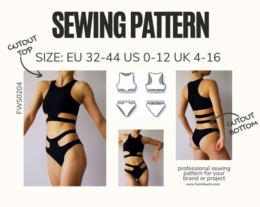 PDF Sewing Pattern FWS0204 Cutout Bikini Set