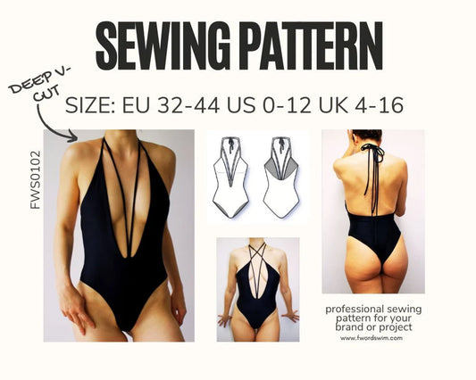 PDF Pattern One-Piece V-cut Swimsuit  FWS0102