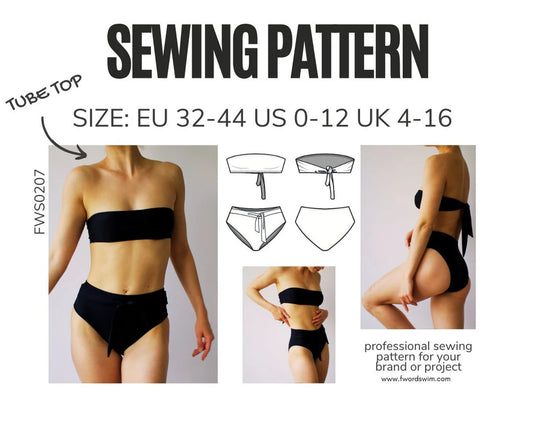 PDF Sewing Pattern Tie-knot Bikini Set Separates PDF FWS0207